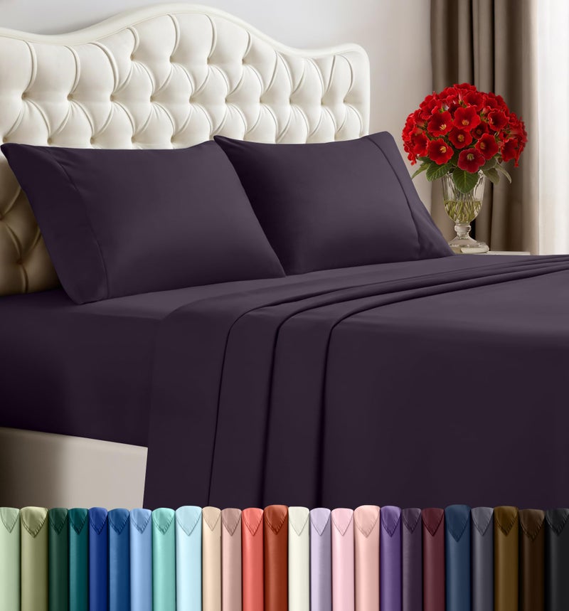 Utopia Bedding King Bed Sheets Set - 4 Piece Bedding - Brushed Microfiber - Shrinkage and Fade Resistant - Easy Care (King, Purple) - Image 1